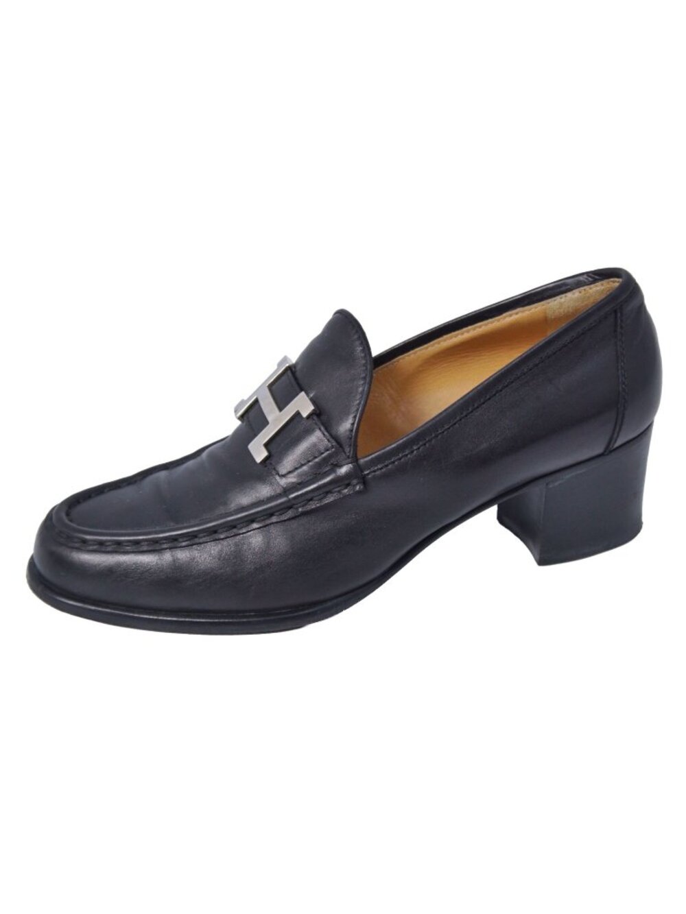 Hermes Loafers Moccasins Constance H Logo Leather Black